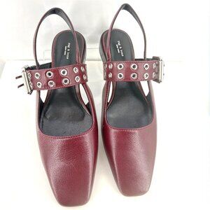 Rag & Bone Astra Slingback Burgundy Leather Mary Jane Flats Size 6
